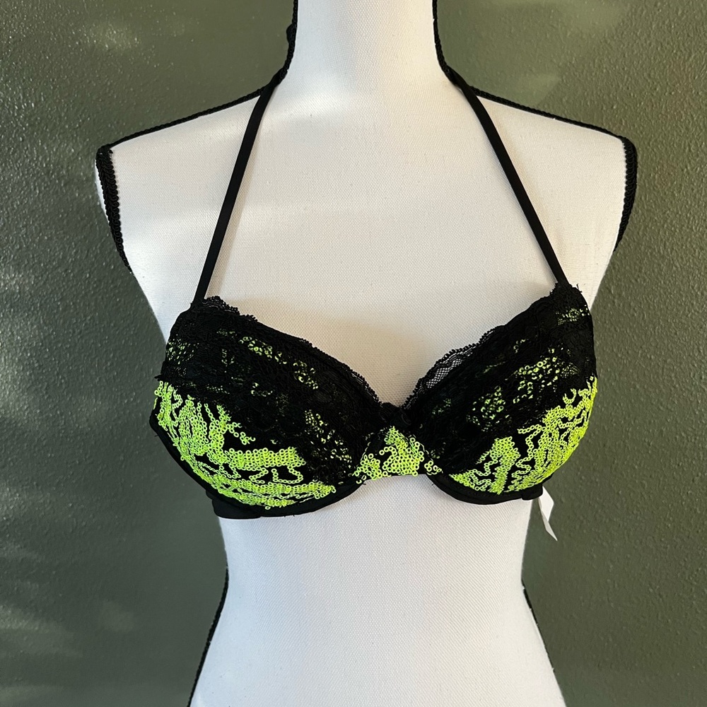 Beach Bunny Mystic Shine Lace Push Up Neon Sequin Bikini Top